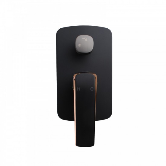 Esperia Matt Black & Rose Gold Solid Brass Wall Mounted Mixer with Diverter for shower and bathtub